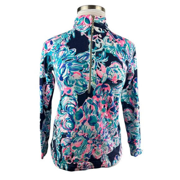 Lilly Pulitzer Skipper Popover UPF Quarter Zip Long Sleeve Printed Jacket Small - Picture 2 of 14
